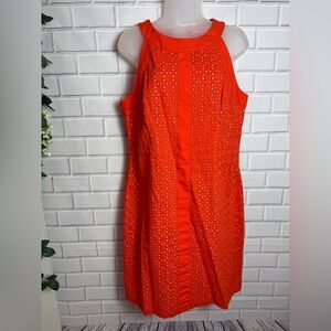Muse Women's Eyelet Halter Dress Vibrant Orange/size 10